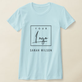 Licht blauw bedrijf voegt uw Logo met naam toe T-shirt