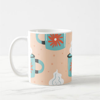 Licht Blauw Beker Naadloos Patroon. Koffiemok