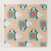 Licht Blauw Beker Naadloos Patroon. Legpuzzel (Horizontaal)