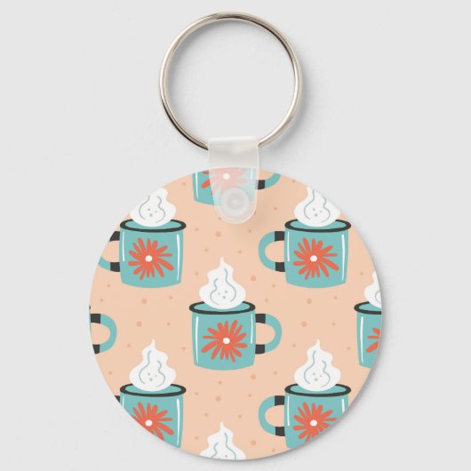 Licht Blauw Beker Naadloos Patroon. Sleutelhanger (Voorkant)
