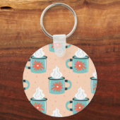 Licht Blauw Beker Naadloos Patroon. Sleutelhanger (Voorkant)