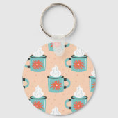 Licht Blauw Beker Naadloos Patroon. Sleutelhanger (Achterkant)
