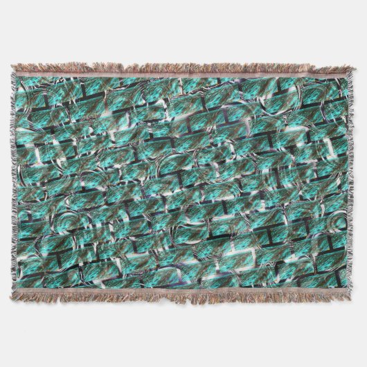 Licht blauw, belletjes op raster of baksteen effec deken (Voorkant)