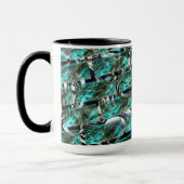 Licht blauw, belletjes op raster of baksteen effec mok (Links)