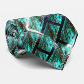 Licht blauw, belletjes op raster of baksteen effec stropdas (Opgerold)