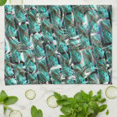 Licht blauw, belletjes op raster of baksteen effec theedoek (Gevouwen)