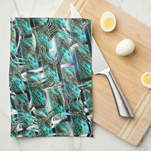 Licht blauw, belletjes op raster of baksteen effec theedoek (Quarter Fold)