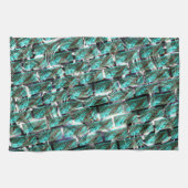 Licht blauw, belletjes op raster of baksteen effec theedoek (Horizontaal)