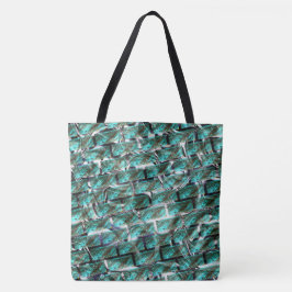 Licht blauw, belletjes op raster of baksteen effec tote bag