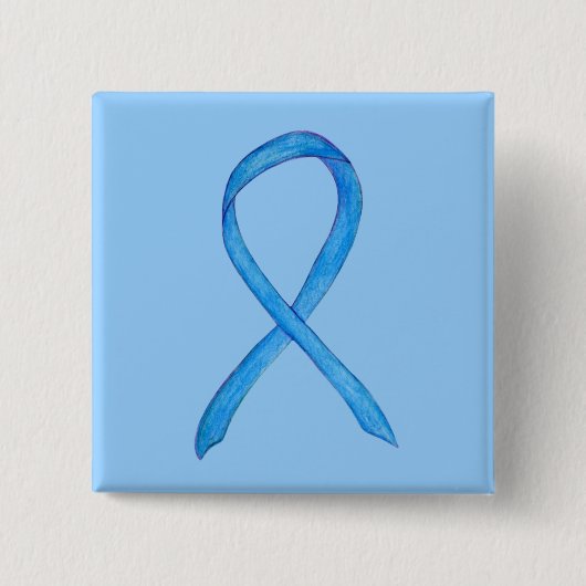 Licht blauw bewustzijn Ribbon Aangepaste Buttonnen Vierkante Button 5,1 Cm (Voorkant)