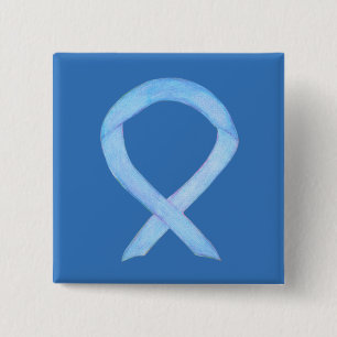 Licht blauw bewustzijn Ribbon Aangepaste Buttonnen Vierkante Button 5,1 Cm