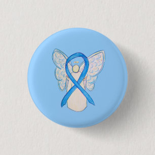 Licht blauw bewustzijn Ribbon Angel Art Buttonnen Ronde Button 3,2 Cm