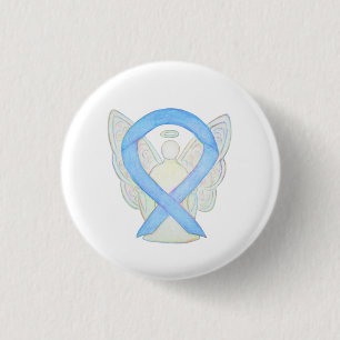 Licht blauw bewustzijn Ribbon Angel Art Buttonnen Ronde Button 3,2 Cm