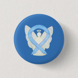 Licht blauw bewustzijn Ribbon Angel Art Buttonnen Ronde Button 3,2 Cm