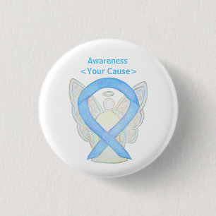 Licht blauw bewustzijn Ribbon Angel Art Buttonnen Ronde Button 3,2 Cm
