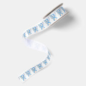 Licht blauw bewustzijn Ribbon Angels - Aangepaste Satijnen Lint (Achterkant)