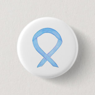 Licht blauw bewustzijn Ribbon Gepersonaliseerd But Ronde Button 3,2 Cm