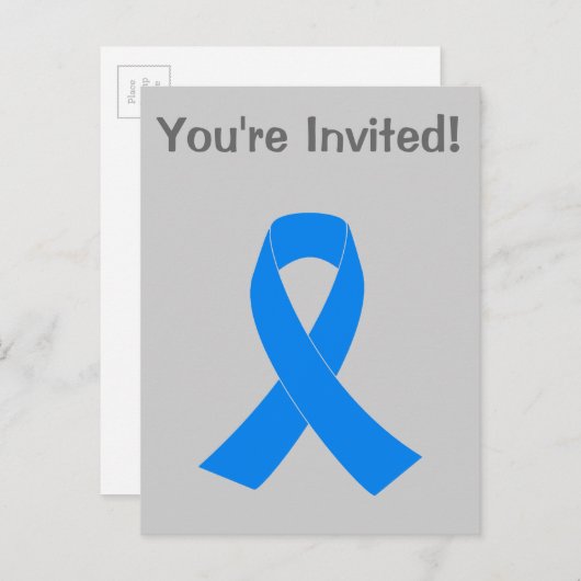 Licht blauw bewustzijn uitnodiging briefkaart (Voorkant / Achterkant)