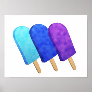 Licht Blauw, Blauw en Paarse IJs Poppen Poster