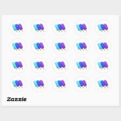 Licht Blauw, Blauw en Paarse IJs Poppen Ronde Sticker (Vel)