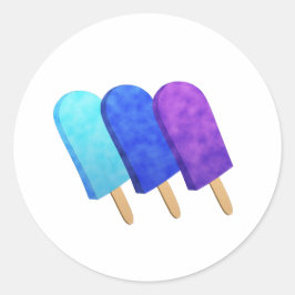 Licht Blauw, Blauw en Paarse IJs Poppen Ronde Sticker