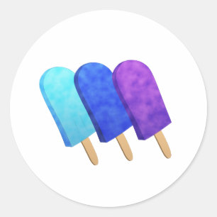 Licht Blauw, Blauw en Paarse IJs Poppen Ronde Sticker