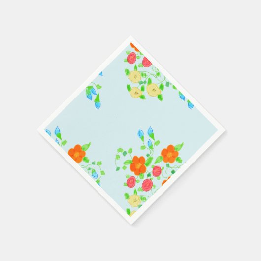 Licht blauw, bloemig servetten (Hoek)