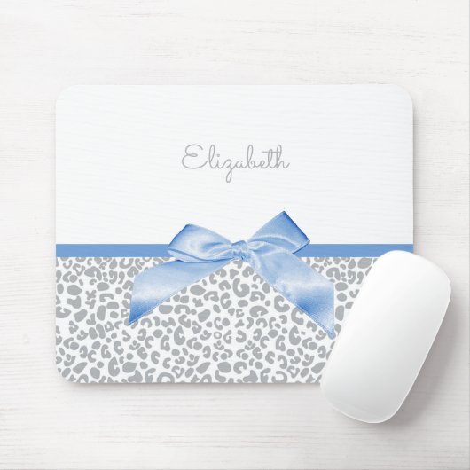Licht blauw bord met Trendy Leopard-afdruk en -naa Muismat (Met muis)