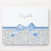 Licht blauw bord met Trendy Leopard-afdruk en -naa Muismat (Voorkant)