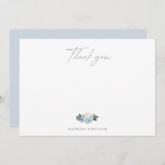 Licht blauw Botanisch Hartelijk dank Bedankkaart (Voorkant / Achterkant)