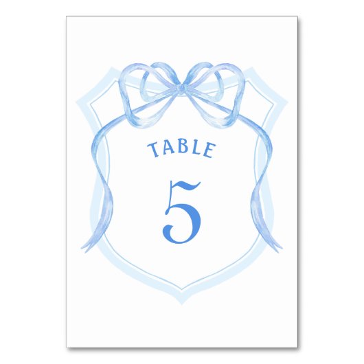 Licht Blauw Bow Crest Tafelnummer (Voorkant)
