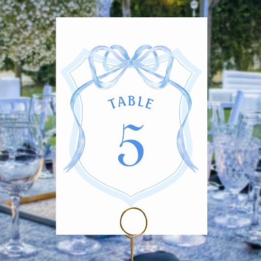 Licht Blauw Bow Crest Tafelnummer
