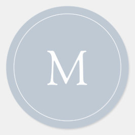 Licht blauw | Bruiloft Monogram Ronde Sticker
