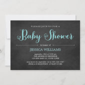 Licht blauw Chalkboard-Baby shower Kaart (Voorkant)