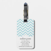 Licht blauw Chevron Zigzag Gepersonaliseerd Monogr Bagagelabel (Achterkant verticaal)