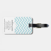 Licht blauw Chevron Zigzag Gepersonaliseerd Monogr Bagagelabel (Achterkant horizontaal)