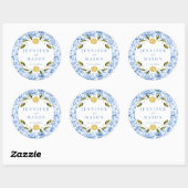 Licht blauw chinoiserie bruiloft monogram stickers (Vel)