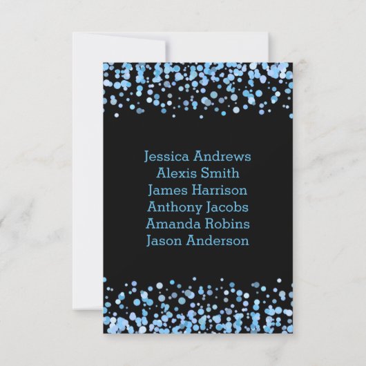 Licht blauw Confetti Tabelnummer Kaart (Achterkant)