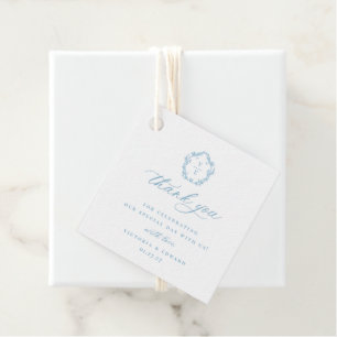 Licht Blauw Crest Monogram Bruiloft Dank u Bedankjes Labels