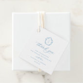 Licht Blauw Crest Monogram Bruiloft Dank u Bedankjes Labels (In situ)