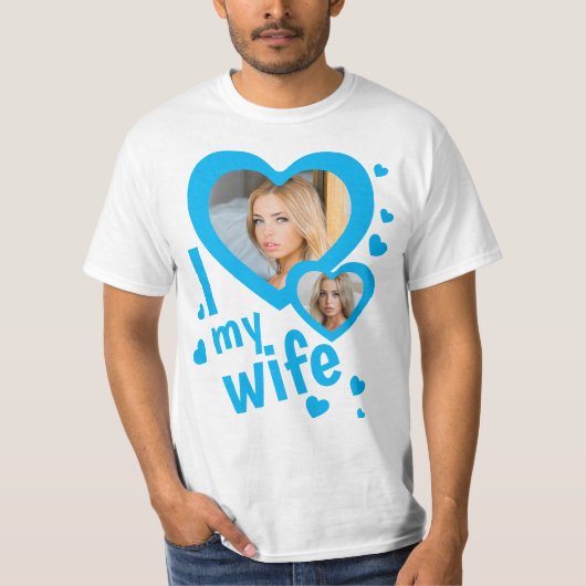 Licht blauw | Custom Ik hou van mijn vrouw mannen  T-shirt (Voorkant)