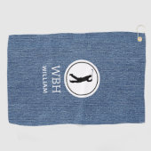 Licht blauw Denim Fabric Print, Mannen Golfhanddoe Golfhanddoek (Horizontaal)