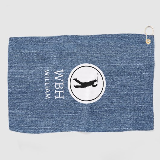 Licht blauw Denim Fabric Print, Mannen Golfhanddoe Golfhanddoek (Horizontaal)