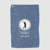 Licht blauw Denim Fabric Print, Mannen Golfhanddoe Golfhanddoek (Voorkant)