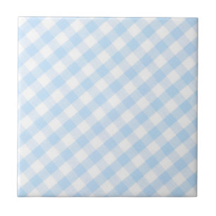 Licht blauw diagonaal gingham-patroon tegeltje