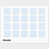 Licht blauw diagonaal gingham-patroon vierkante sticker (Vel)