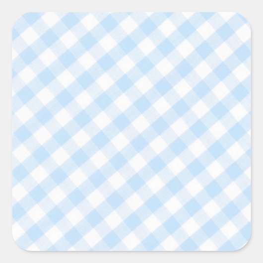 Licht blauw diagonaal gingham-patroon vierkante sticker (Voorkant)