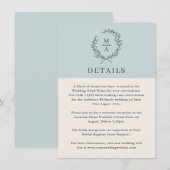 Licht Blauw Eenvoudig Elegant Monogram - Gegevens Informatiekaartje (Voorkant / Achterkant)