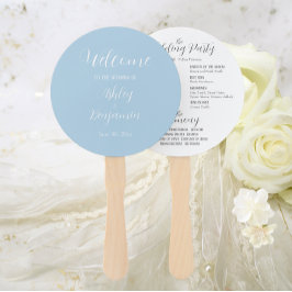 Licht Blauw Eenvoudige Huwelijksceremonie Programm Handwaaier
