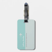 Licht blauw elegant en modern Aero-reizen Bagagelabel (Achterkant verticaal)
